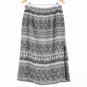 Vintage Giorgio Fiorlini Black/Off White Maxi Skirt Size 18 Front Slit Skirt